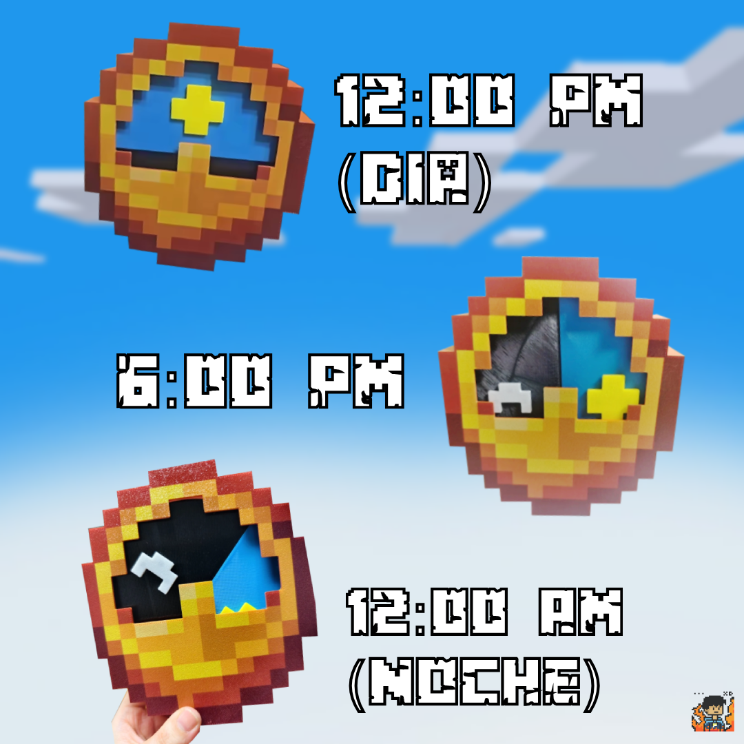 Reloj de Pared PixelGuard Estilo Minecraft 24 Horas